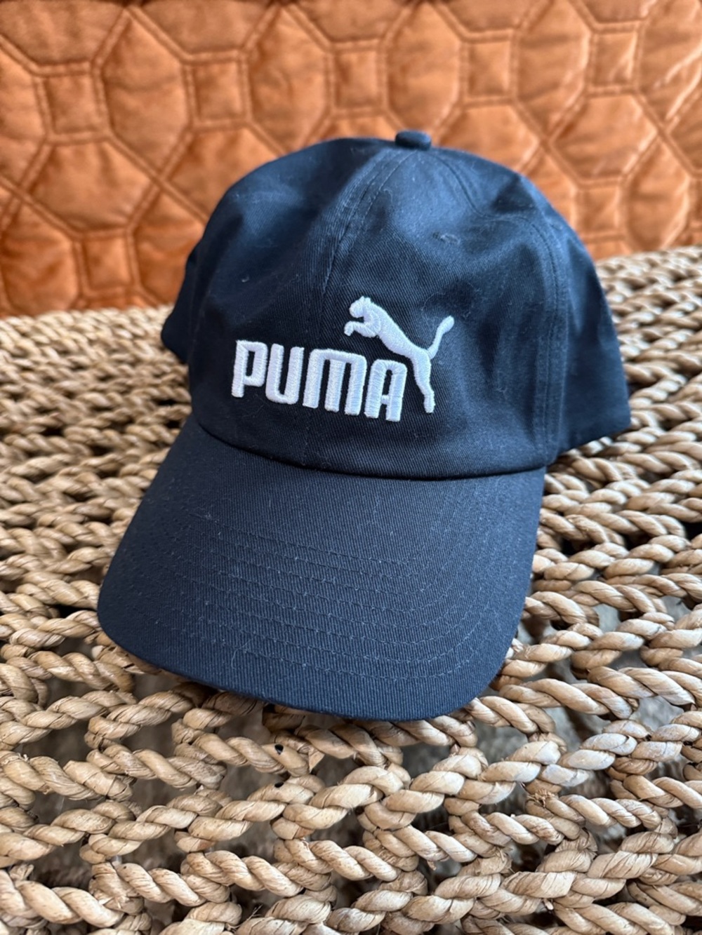 Puma Black Cap with White Logo Embroidery